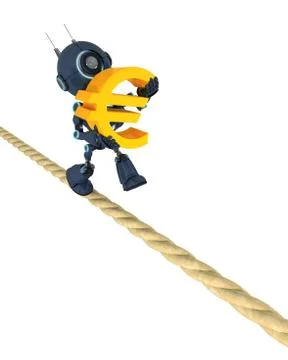 3D Render of an Android on a tight rope Stock Illustration