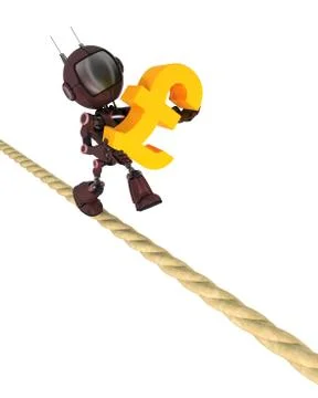 3D Render of an Android on a tight rope Stock Illustration