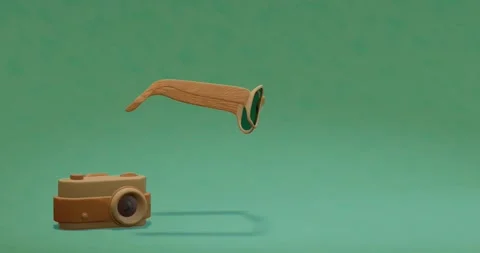 3d render animated cute camera Stock Footage 278486027