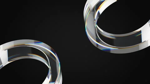 3D render of animated glassed rings loop rotating Stock Footage 285324044