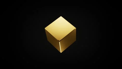 3D render of animated golden cube loop rotating Stock Footage 285661373