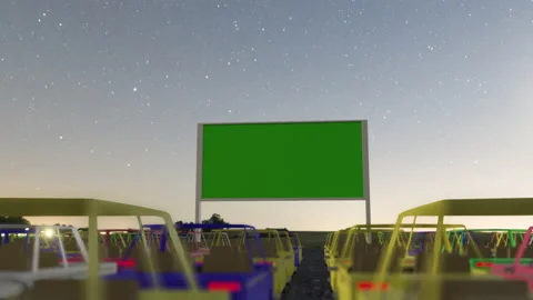 3d render animated Open air, outdoor or drive-in cinema theater Stock Footage 148339719