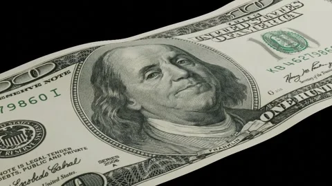 3D render animation of 100 dollar bill moving in waves Stock Footage 329623131