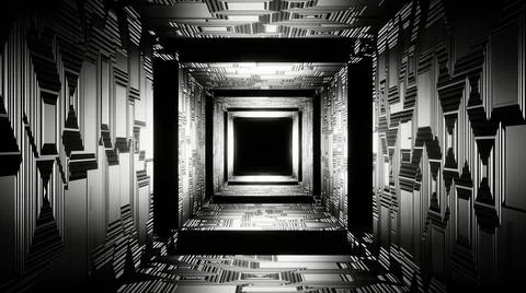 3D Render. animation. Abstract Futuristic design interior sci-fi spaceship co Stock Illustration
