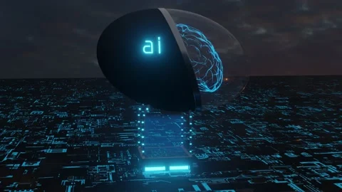 3D render animation of AI Artificial intelligence brain Stock Footage 132962946