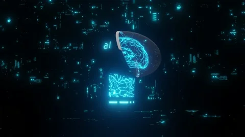 3D render animation of AI Artificial intelligence brain, Stock Footage 133561144