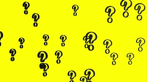 3D render animation of black question marks flying and rotating on yellow Stock Footage 197333510