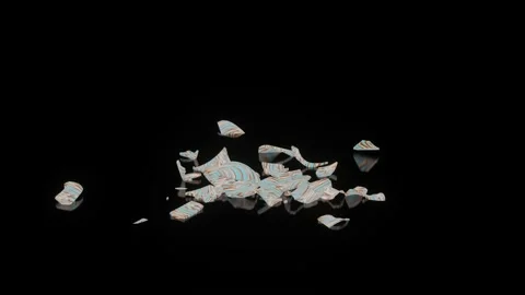 3d render animation of breaking a beautiful vase into small fragments Stock Footage 221016572