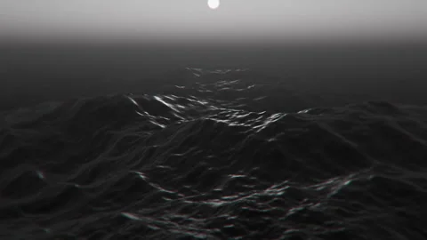 3D render animation of calm waves in open ocean with the moon in the background. 動画素材 280798101