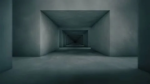 3d render animation Camera moving into a concrete corridor loop, endless flight 스톡 동영상 169488773