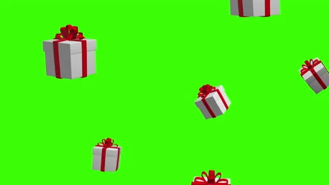 3D render. Animation of christmas presents and snowflakes falling on green Stock Footage 221571145