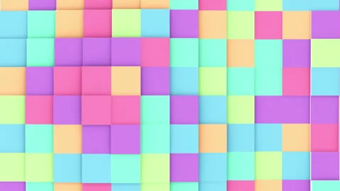 3D render animation of closeup colorful square shape Stock Footage 282298430