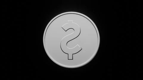 3D render animation of coin icon with silver dollar symbol rotating 360 degrees Stock Footage 329623109