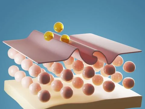 3d render animation of collagen or serum drops for skin care. Wrinkles removing Illustrazione stock