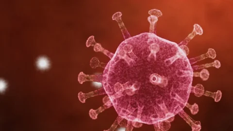 3D render animation Coronavirus rotating under microscope Stock Footage 123933958