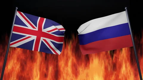 3D render animation of the flags of Russia and the United Kingdom Stock Footage 172368878
