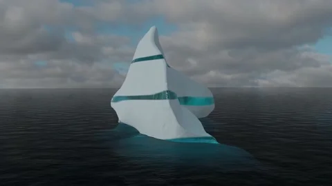 3D Render animation of floating in ocean glacier, melting iceberg. Stock Footage 132025363