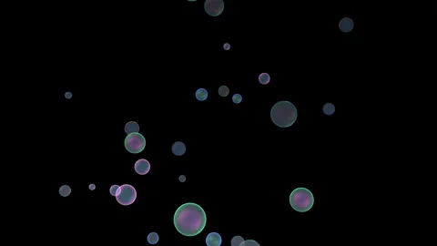 3D render of animation of flying soap bubbles on black background Stock Footage 251294445