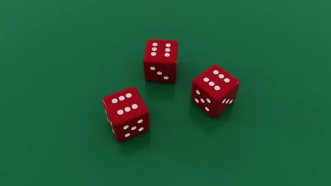 3D render animation footage of three dices rolling with the result of points Stock Footage 249916046