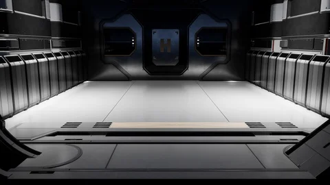 3D render animation futuristic abstract fiction tunnel hallway Stock Footage 128739420