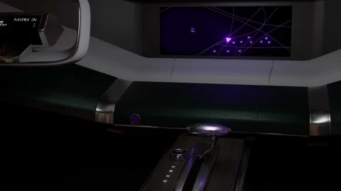 3D render animation of a futuristic car interior, with the blinking autopilot Video stock 130820169