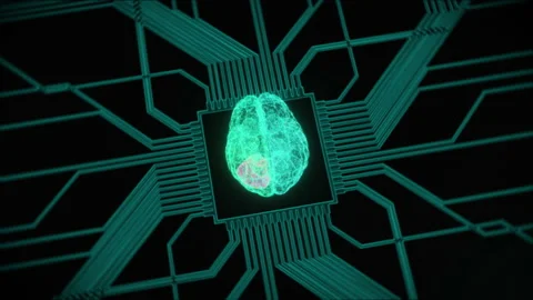 3D Render Animation of Human Brain Appearing on Electronic CG Circuit Board Stock Footage 133793070