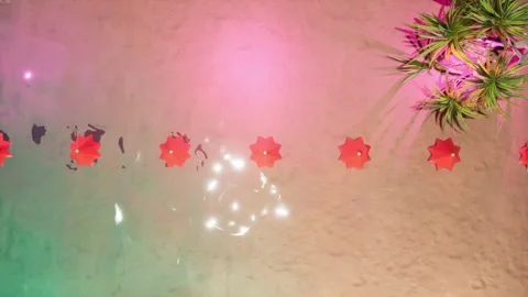 3d render animation of many umbrellas rotation top view beach sea ocean holi Stock Footage 246677370