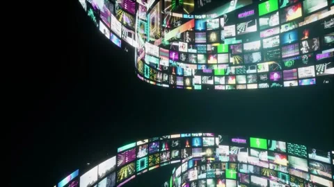 3d render animation with many video animations in videoalbum in black backgr 스톡 동영상 262919718