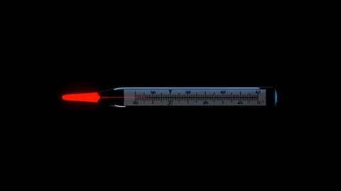 3D render animation of a mercury thermometer, with a flashing red strip Video stock 127989237