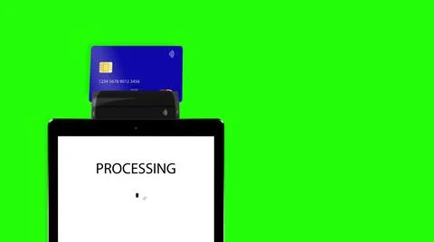 3d render animation payment by bank card on pos terminal. Transaction accepted Stockillustratie