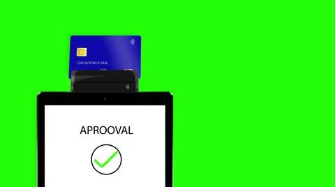 3d render animation payment by bank card on pos terminal. Transaction accepted Stockillustratie
