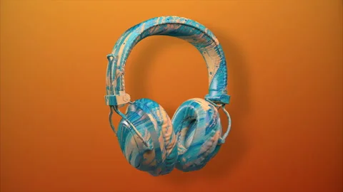 3d render animation of a retro style wireless headphone rotating 360 degrees. Video stock 150879453