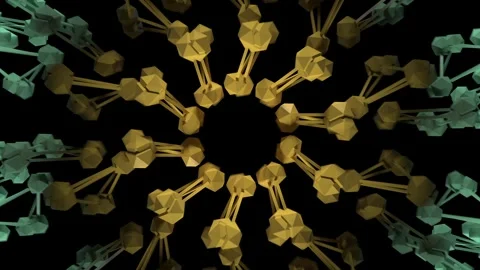 3d render animation Rotating And Expanding of symmetrical multicolor octa poly Stock Footage 302988732