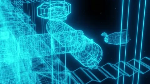 3D Render animation of schematic wireframe of the ISS. Stock Footage 135115231