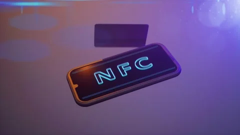 3d render animation show pay by mobile phone by nfc paying method. New moder Stock Footage 257953241