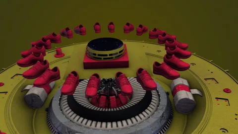 3D render animation of spinning sneakers for sports Stock Footage 257339917