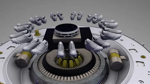 3D render animation of spinning soccer boots Stock Footage 257336113
