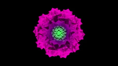 3d render animation of symmetrical multicolor basic compound  poly with struts Stock Footage 302986092