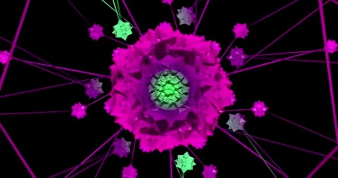 3d render animation of symmetrical multicolor poly star poly shape with struts Stock Footage 302986416