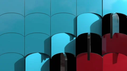 3D render animation of trendy geometric vertical background. Looped motion. Stock Footage 145221860