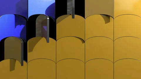 3D render animation of trendy geometric vertical background. Looped motion. Stock-Footage 145221899