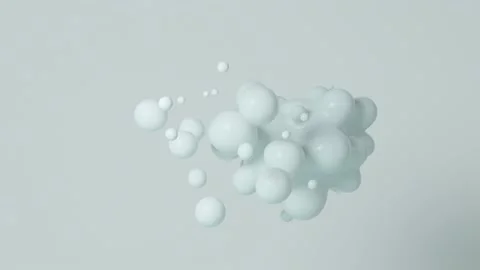 3D render animation with white spheres that explode and come together again Video stock 202332764