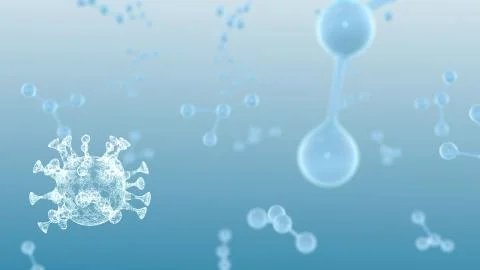 3d render of antibodies identify and neutralize pathogen virus over blue Stock Illustration