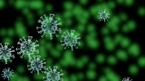 3d render antibodies identify and neutralize pathogen virus over black Stock Illustration