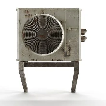 3D render of an antique and derelict industrial air conditioning unit Stock Illustration