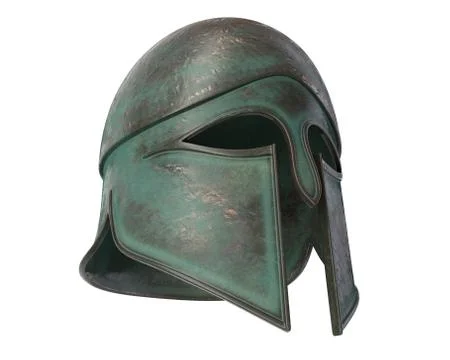 3D render of antique Greek helmet isolated on white. Stock Illustration