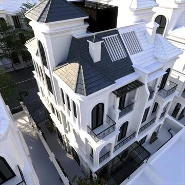 3d render of apartment exterior view Ilustración de archivo