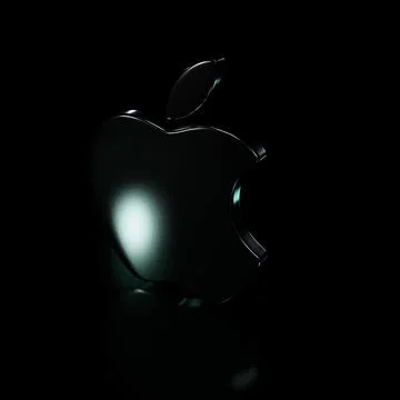 3d render Apple inc logotype in the dark. Low key Stock Illustration