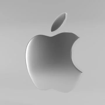 3d render Apple inc logotype made of metal Stock Illustration