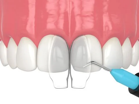 3d render of applying composite resin to close diastema Stock Illustration
